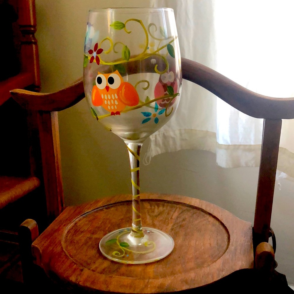 Hallmark Vibrant Owl Wine Glass
